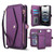 iPhone 17e / 16e Multifunctional Wallet Detachable Leather Phone Case with Lanyard - Dark Purple