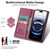iPhone 17e / 16e N.BEKUS P3 RFID Stitching Magnetic Flip Leather Phone Case - Wine Red