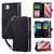 iPhone 17e / 16e Nine-card Slots Zipper Wallet Bag Leather Phone Case - Black