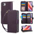 iPhone 17e / 16e Nine-card Slots Zipper Wallet Bag Leather Phone Case - Dark Purple