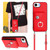iPhone 17e / 16e Organ Card Bag Ring Holder Phone Case with Long Lanyard - Red