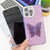 iPhone 17e / 16e Plating Glitter Lens Film Texture Butterfly Holder Wristband Phone Case - Pink Tinfoil Texture