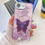 iPhone 17e / 16e Plating Glitter Lens Film Texture Butterfly Holder Wristband Phone Case - Purple Feathers