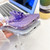 iPhone 17e / 16e Plating Glitter Lens Film Texture Butterfly Holder Wristband Phone Case - Purple Water Ripples