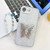 iPhone 17e / 16e Plating Glitter Lens Film Texture Butterfly Holder Wristband Phone Case - White Shell Pattern