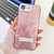 iPhone 17e / 16e Plating Glitter Texture Fold Holder TPU Phone Case with Lens Film - Pink Feather Yarn