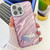 iPhone 17e / 16e Plating Glitter Texture Fold Holder TPU Phone Case with Lens Film - Purple Water Ripples