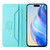 iPhone 17e / 16e RC01 Dual-Folded Magnetic Suction RFID Leather Phone Case - Mint Green