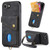 iPhone 17e / 16e Retro Card Wallet Fold Leather Phone Case with Strap - Black