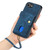 iPhone 17e / 16e Retro Card Wallet Fold Leather Phone Case with Strap - Blue