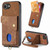 iPhone 17e / 16e Retro Card Wallet Fold Leather Phone Case with Strap - Brown