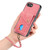 iPhone 17e / 16e Retro Card Wallet Fold Leather Phone Case with Strap - Pink