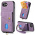 iPhone 17e / 16e Retro Card Wallet Fold Leather Phone Case with Strap - Purple
