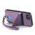 iPhone 17e / 16e Retro Card Wallet Fold Leather Phone Case with Strap - Purple