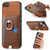 iPhone 17e / 16e Retro Cross Leather Ring Side Insert Card Bag MagSafe Phone Case - Brown