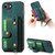iPhone 17e / 16e Retro Cross Wristband Wallet Leather Back Phone Case - Green