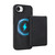 iPhone 17e / 16e Retro Faux Leather Detachable Spring Loaded Card Bag Magnetic RFID Phone Case - Black