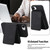 iPhone 17e / 16e Retro Faux Leather Detachable Spring Loaded Card Bag Magnetic RFID Phone Case - Black