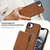 iPhone 17e / 16e Retro Faux Leather Detachable Spring Loaded Card Bag Magnetic RFID Phone Case - Brown
