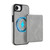 iPhone 17e / 16e Retro Faux Leather Detachable Spring Loaded Card Bag Magnetic RFID Phone Case - Gray