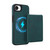 iPhone 17e / 16e Retro Faux Leather Detachable Spring Loaded Card Bag Magnetic RFID Phone Case - Green