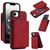 iPhone 17e / 16e Retro Faux Leather Detachable Spring Loaded Card Bag Magnetic RFID Phone Case - Red