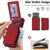 iPhone 17e / 16e Retro Faux Leather Detachable Spring Loaded Card Bag Magnetic RFID Phone Case - Red