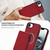 iPhone 17e / 16e Retro Faux Leather Detachable Spring Loaded Card Bag Magnetic RFID Phone Case - Red