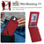 iPhone 17e / 16e Retro Faux Leather Detachable Spring Loaded Card Bag Magnetic RFID Phone Case - Red