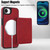 iPhone 17e / 16e Retro Faux Leather Detachable Spring Loaded Card Bag Magnetic RFID Phone Case - Red