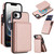 iPhone 17e / 16e Retro Faux Leather Detachable Spring Loaded Card Bag Magnetic RFID Phone Case - Rose Gold