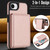 iPhone 17e / 16e Retro Faux Leather Detachable Spring Loaded Card Bag Magnetic RFID Phone Case - Rose Gold