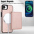 iPhone 17e / 16e Retro Faux Leather Detachable Spring Loaded Card Bag Magnetic RFID Phone Case - Rose Gold