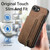 iPhone 17e / 16e Retro Leather Zipper Wallet Back Phone Case - Brown