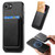 iPhone 17e / 16e Retro Magsafe Card Bag PU Back Cover Phone Case - Black