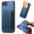 iPhone 17e / 16e Retro Magsafe Card Bag PU Back Cover Phone Case - Blue
