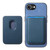 iPhone 17e / 16e Retro Magsafe Card Bag PU Back Cover Phone Case - Blue