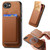 iPhone 17e / 16e Retro Magsafe Card Bag PU Back Cover Phone Case - Brown