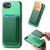 iPhone 17e / 16e Retro Magsafe Card Bag PU Back Cover Phone Case - Green