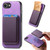 iPhone 17e / 16e Retro Magsafe Card Bag PU Back Cover Phone Case - Purple