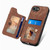 iPhone 17e / 16e Retro Skin-feel Ring Multi-card Wallet Phone Case - Brown