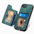 iPhone 17e / 16e Retro Skin-feel Ring Multi-card Wallet Phone Case - Green