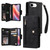 iPhone 17e / 16e Rivet Buckle 9 Cards Three Fold Leather Phone Case - Black