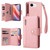 iPhone 17e / 16e Rivet Buckle 9 Cards Three Fold Leather Phone Case - Rose Gold