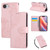 iPhone 17e / 16e Rose Flower Embossed 3-Card Slots Leather Phone Case - Pink