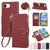 iPhone 17e / 16e Round Buckle Zipper Wallet Leather Phone Case with Crossbody Strap - Red