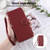 iPhone 17e / 16e Round Buckle Zipper Wallet Leather Phone Case with Crossbody Strap - Red