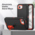 iPhone 17e / 16e Rugged PC + Silicone Phone Case with Holder - Black+Orange