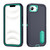 iPhone 17e / 16e Rugged PC + Silicone Phone Case with Holder - Dark Blue+Light Green