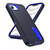 iPhone 17e / 16e Rugged PC + Silicone Phone Case with Holder - Dark Blue+Royal Blue